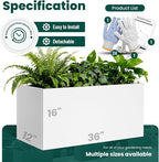 Metal Rectangular Planter 36" L x 12" W x 16" H Galvanized Steel Planter Box Rectangle Outdoor Planters Commercial Residential for Patio, Backyard, Garden