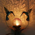 VCUTEKA Solar Lights Outdoor Metal Garden Stake Waterproof Crackle Glass Globe Garden Decor Hummingbird for Pathway, Lawn, Patio, Yard