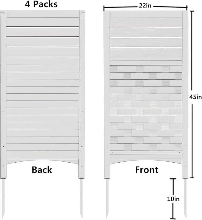 Decorative Fence Panels, 4-Pack Off-White Resin Privacy Screen