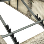 Patio Chaise Lounge, Gray PE Rattan Outdoor Patio Wicker Sunbed Daybed with Adjustable Seats, Four-sided Canopy, Overhead Curtain and Orange Cushion for Backyard, Garden, Poolside (for 2-6 people)