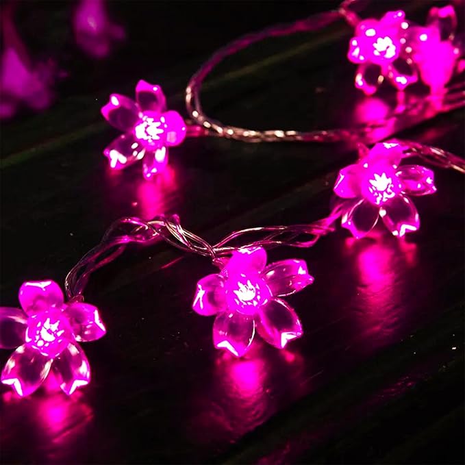 Indoor String Lights, 33 ft 100 LED Pink Cherry Blossom Flower Lights