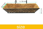 2 Set Deck Railing Planter Box 24" Black Metal Garden Trough Deck Planter English Horse Trough Window Box with Coco Liners
