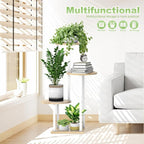 Plant Stand Indoor, 4 Tier Thickened Metal Corner Plant Shelf for Multiple Plants, Indoor Plants Tiered Flower Pot Stand for Patio Garden Balcony Living Room Bedroom (White Oak)