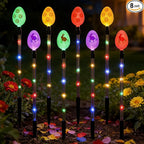 8 PCS Solar Easter Eggs Stake Lights, IP65 Waterproof Multicolor Outdoor Easter Pathway Lights Auto On/Off Solar Stake Light for Lawn Landscape Yard Patio Decorations