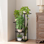 Bamworld Small Plant Stand Indoor 4 Tier Metal Plant Shelf for Multiple Plants Corner Flower Stand for Patio Garden Balcony Living Room Bedroom Dark brown