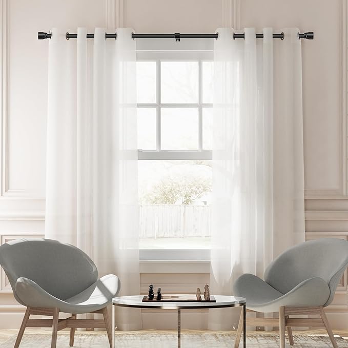 1” Diameter Matte Black Curtain Rod Itself is 30-60 inch 2 Pack, Fit 30 to 56 Windows with Heavy Duty Adjustable Telescopic Rod，Splicing Metal Extra Long Curtain Rod for Windows Sliding Glass Door