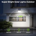 Adiding Solar Outdoor Lights, 2800LM LED Flood Lights with 16.4 Ft Cable, Remote Control Solar Motion Sensor Lights with 3 Modes, Solar Powered Security Lights for Outside Patio, Yard, Garage, 4 Pack