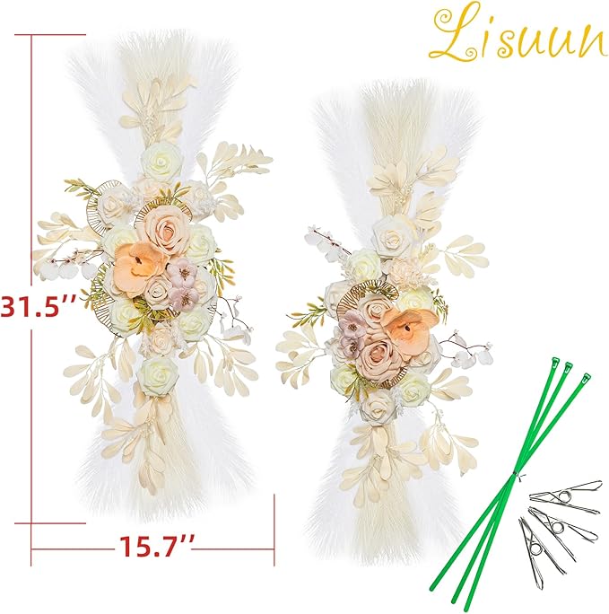 Artificial Flowers for Wedding Arch, Beige White Champagne Silk Swag Decor