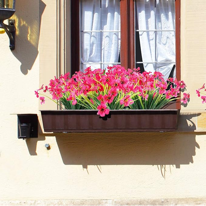 Artificial Plants Greenery 30 Bundles Rose Red UV Resistant Outdoor Flowers