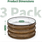 Kesfitt Round Metal Raised Garden Bed, 2x2x1 FT, 12-Inch Deep Galvanized Steel Garden Bed with Open Bottom for Vegetables & Herbs, Walnut Finish, 3 Pack