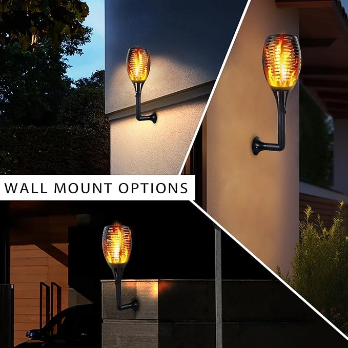 Torches with 96 LED Flickering Flames, IP65 Solar Powered, 2 Pack