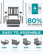 SERWALL HDPE Single Porch Swing, Heavy Duty Single Person Swing Chair - Image 7