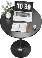 Flamaker Round Bistro Pub Table Modern Style Metal Base MDF Top Cocktail Bar Table Counter Bar Height for Pub, Dining Room, Party (2, Full Black)