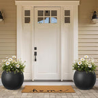Large Round Planter with Drainage Hole, 13.7''H × 17.7''D Sphere Planter Indoor Plant Flower Pot for Outdoor Garden Patio Home, Black