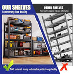 71"H Garage Shelving-3000LBS 5 Tier Storage Shelves,Adjustable Heavy Duty Metal Shelving Unit and Storage Large Wire Rack,Utility Steel Shelf For Shop Warehouse Industrial Pantry Basement 71"x35"x16"