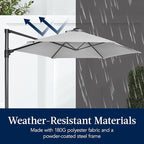 Best Choice Products 10ft Offset Cantilever Hanging Market Patio Umbrella, Smooth 360° Rotation, 8 Sturdy Ribs, Easy Adjustment - Fog Gray