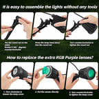 Spotlight Outdoor – 120V Plug-In, 6500K Cool White LED Landscape Lighting with RGB Purple 4 Color Lenses for Yard, Garden, Lawn & Tree Decor on Holidays&Everyday, IP67 Waterproof (1 Pack,Black)