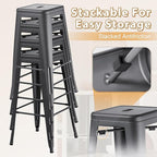 Furmax 30 Inch Metal Bar Stools Set of 4, Counter Height Backless Stools, Industrial Bar Chairs Patio Stool Stackable Backless Stool for Kitchen/Dining Room/Bistro/Patio Indoor Outdoor (Gray)