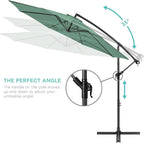 Best Choice Products 10ft Offset Cantilever Hanging Market Patio Umbrella, 8 Sturdy Ribs, Easy Adjustment - Seaglass
