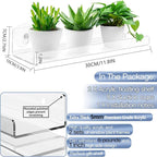 2 Pack 12 Inch Acrylic Window Boxes Plant Shelves, with Suction Cup Window Sill Extender, for Indoor/Outdoor Succulents, Micro Greens, Seed Starter Pots, Herb Planters