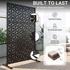6FT Metal Privacy Screen Outdoor – Decorative Laser Cut Privacy Fence Panel for Patio, Deck & Garden, Rustproof Steel Privacy Divider, Modern Geometric Design, Freestanding Outdoor Privacy Screen