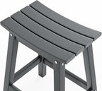 VINGLI 24 Inch Outdoor Bar Stools Set of 4, HDPE Weather Resistance Counter Height Bar Stools Durable Heavy Duty Patio Chairs for Bar Deck Balcony Kitchen Counter and Yard (Gray, 24 Inch 4 PC)