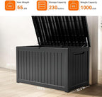 230 Gallon Resin Deck Box, Lockable Patio Outdoor Storage Box for Furniture, Garden Tools and Tools Storage, Waterproof Outside Storage Boxes - Black