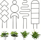 4 Pcs Mini Metal Trellis for Potted Plants, Climbing Support for Hoya Vines (Black)