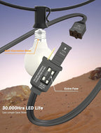 String Lights 50 FT Outdoor with 50 Frosted White G40 LED Bulbs