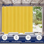 PureFit Outdoor Curtains for Patio Waterproof Weatherproof, UV Resistant Outside Curtains for Gazebo, Front Porch, Pergola, Sun Blocking Privacy Curtain, 120W x 84L inch, 1 Panel, Yellow