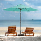 JEAREY 7.5FT Patio Umbrella Market Table Umbrella with 6 Sturdy Ribs, Push Button Tilt/Crank Outdoor Umbrella for Garden, Deck, Backyard, Pool and Beach,Teal Blue