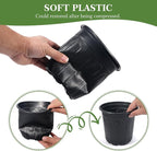 100Pcs 1 Gallon Black Nursery Pots, Soft Plastic Seedling Plant Pot with Holes, Garden Flower Seedling Pot for Indoor/Outdoor Use, Small to Medium Size