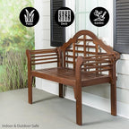 Plow & Hearth Weatherproof Lutyens Eucalyptus Wood Garden Bench | Foldable Patio Benches | Outdoor Furniture Seating for Porch Park Deck | Natural