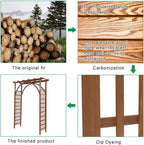VINGLI 85in Wooden Arbor Garden Arch, Wedding Arch for Ceremony, Wood Trellis for Plant Climbing, Christmas Decor Pergola for Garden Backyard, Lawn (Brown)