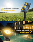 CORESLUX Solar Spot Lights Outdoor Waterproof IP68, 3-in-1 LED Warm Light Solar Landscape Lights, 2 Light Modes Landscape Path Lights for Outside Garden Yard Pond Pathway