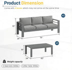 Solaste Aluminum Patio Furniture Set for All Weather, Oversized Metal Outdoor Furniture Set with 27.5" Deep Seating and 3.2" Wide Armrest, Outdoor Patio Sofa with 10" Back Suport Cushion