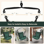 Highwild Hammock Chair Hanging Rope Swing - Max 500 Lbs - 2 Cushions Included - Steel Spreader Bar with Anti-Slip Rings - for Any Indoor or Outdoor Spaces (D- Cushions Included-Green)