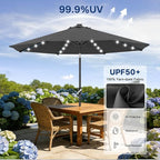 ABCCANOPY Durable Solar Led Patio Umbrellas with 32LED Lights 9FT (Dark Gray)