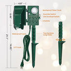 SURAIELEC Outdoor Power Stake, 24-Hour Mechanical Light Timer, Electrical Power Strip Weatherproof, 6FT Extension Cord Multiple Outlet Plug for Patio Lights, Christmas Decorations, Outdoor Light