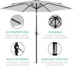 Best Choice Products 10ft Outdoor Table Compatible Steel Polyester Market Patio Umbrella w/Crank and Easy Push Button Tilt
