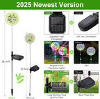 Solar Dandelion Lights Outdoor Decorative: 6 Pack Garden Lights Solar Powered - Waterproof Colorful Flower Light Decor for Yard Patio Porch Pathway Outside Lighting, Unique Gifts for Women