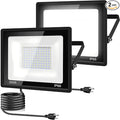 2Pack LED Flood Light Outdoor,250W LED Work Light 25500lm with 6FT US Plug,IP66 Waterproof Exterior Security Lights,6000K Daylight White Outside Floodlights Slim Design for Playground Yard