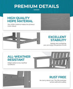 Ciokea HDPE Outdoor Dining Table with Umbrella Hole,66" Rectangle Patio Table for 6,All-Weather Outdoor Patio Furniture Set for Garden Backyard,Grey