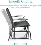 Best Choice Products 2-Person Outdoor Patio Swing Glider Steel Bench Loveseat Rocker for Deck, Porch w/Textilene Fabric, Steel Frame - Dark Gray