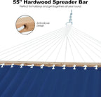 2 Person 12FT Hammocks for Outside, Double Quilted Fabric Outdoor Hammock with Spreader Bar, Large Removable Pillow, Storage Pockets, Carabiners, Max 475 lbs Capacity (Dark Navy)