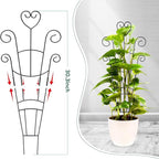 30 Inch Plant Trellis for Climbing Plants Indoor, Outdoor Metal Garden Trellis for Potted Plants, Houseplant Plant Support for Ivy Pothos Monstera Hoya Flower Vine Black Heart (Black-2pcs)