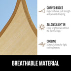 GORILLA GRIP Heavy Duty Sun Shade, UV Protection Fade Tear and Rust Resistant Rectangle Sunshade Canopy, Curved Edges Blocks Sunlight, Breathable Sail, Outdoor Patio, Lawn Garden 12x12 FT Sand