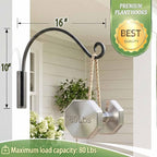 Qiang Ni Heavy-Duty Plant Hanger Outdoor: 16-Inch 80 lbs Hanging Plant Hooks for Outside Baskets - 2 Pieces Wall Mount Plant Bracket for Bird Feeder