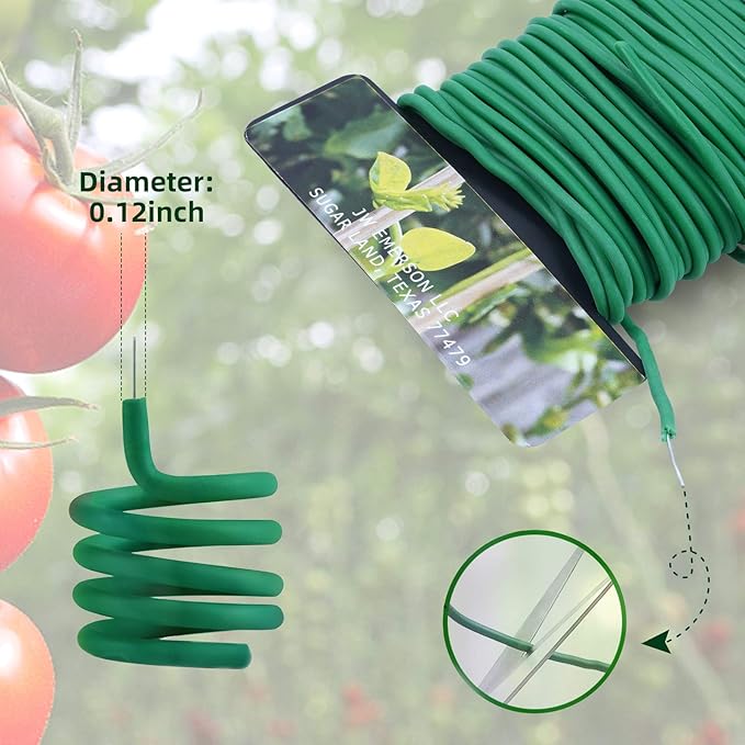 Decoroca Garden Flexible Tie, Soft Twist Plant Ties 32.8' - Green Support Plant Wire, Durable Heavy Duty Vines, Stems & Stalks