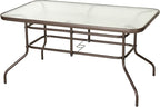 Flash Furniture Tory 31.5" x 55" Rectangular Tempered Glass Metal Table with Umbrella Hole, Bronze